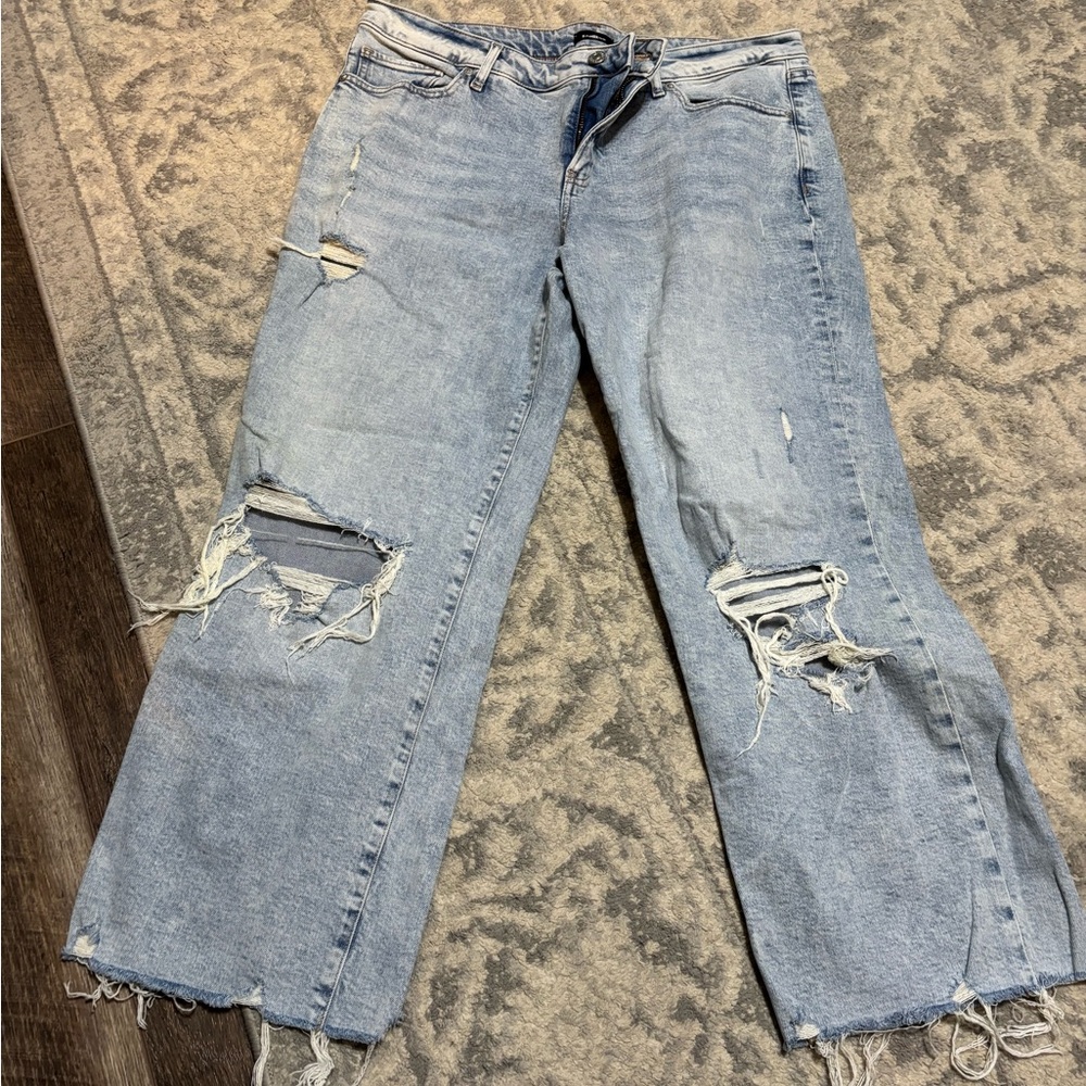 Express Light Blue Distressed 90s ankle boot mid rise Jeans